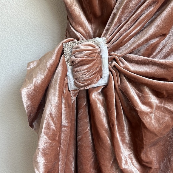 NWT HOUSE of CB TAMARA BLUSH NUDE VELVET CRYSTAL DRESS - Picture 8 of 14
